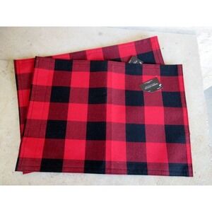 Robert Stanley Christmas Set of 2 Placemats 18x13 Red/Black Buffalo Check